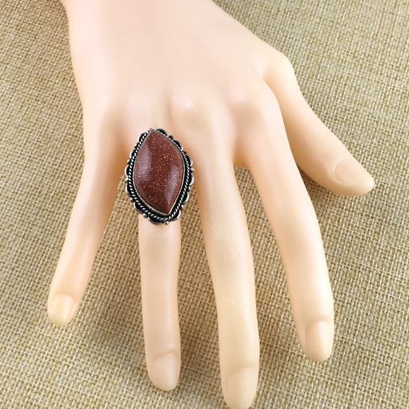 New Sandstone Silver Overlay Ring Size 7 - Picture 3 of 11